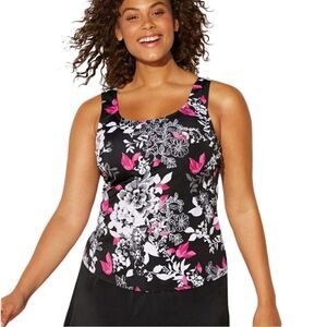 My Swim Body Women’s Classic Floral Garden Rose Tankini Swim Top Size 10/S NWT